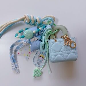 Mint Blue Bag Charm Set Mini Bag Keychain